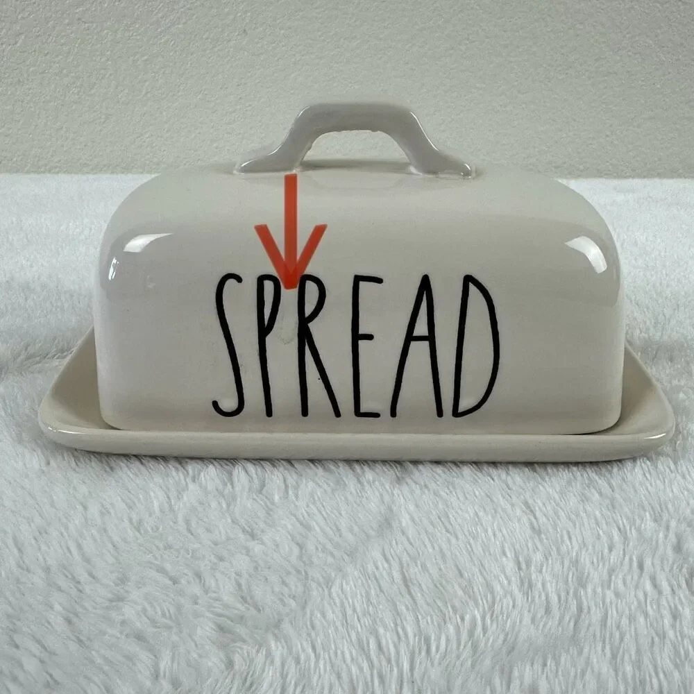 Rae Dunn Artisian Collection Spread Typography‎ Butter Dish Shabby Chic Cottage